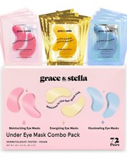 72-Pairs Multi-Color Gel Under Eye Masks Gold, Pink,  Blue NEW