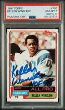 1981 Kellen Winslow signed ROOKIE card Topps #150 PSA 8 AUTO 10 RC Chargers HOF