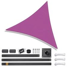 22Ft Triangle Sun shade sail & pole kit (10ft) 97% UV Block Outdoor Patio Pool