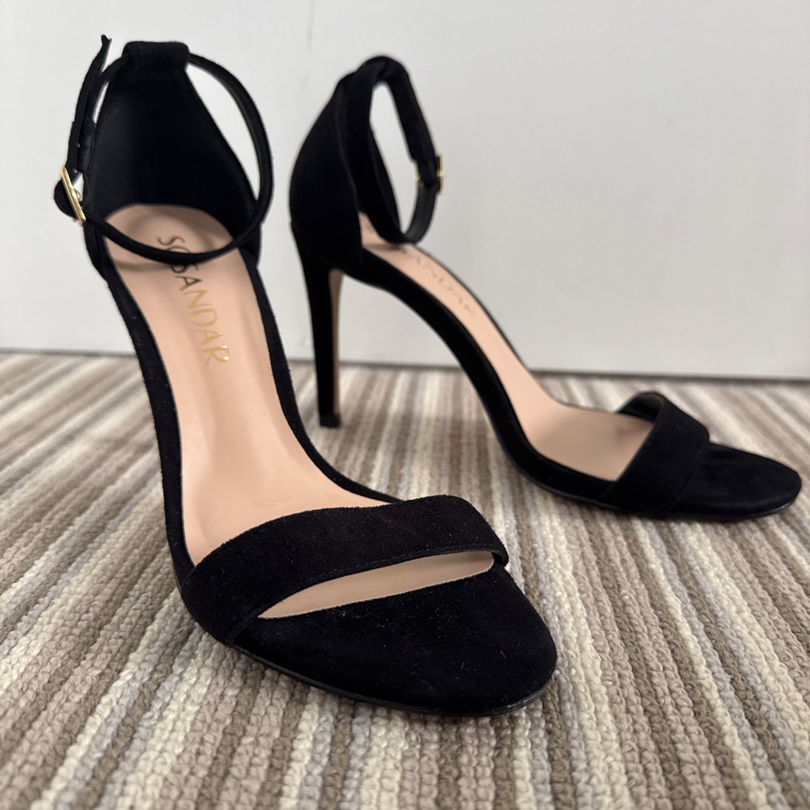 APL Sandali da donna SOSANDAR Nia neri scamosciati appena lì tacco alto UK4 (37) PREZZO AL PUBBLICO £79