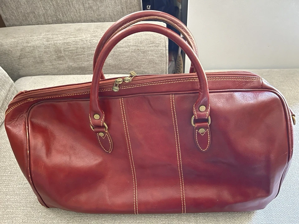 Bolsa de viagem de couro italiana feita à mão para homem (da ITÁLIA) couro italiano feito à mão  - Imagem 2 de 4