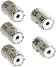 PL259 Barrel Connector, 5 Pack UHF Female to Coax 5-Pack, silver