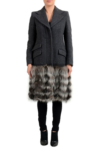 Max Mara Atelier Women's "DINAR" Gray Wool Alpaca Fur Coat US 4 IT 38