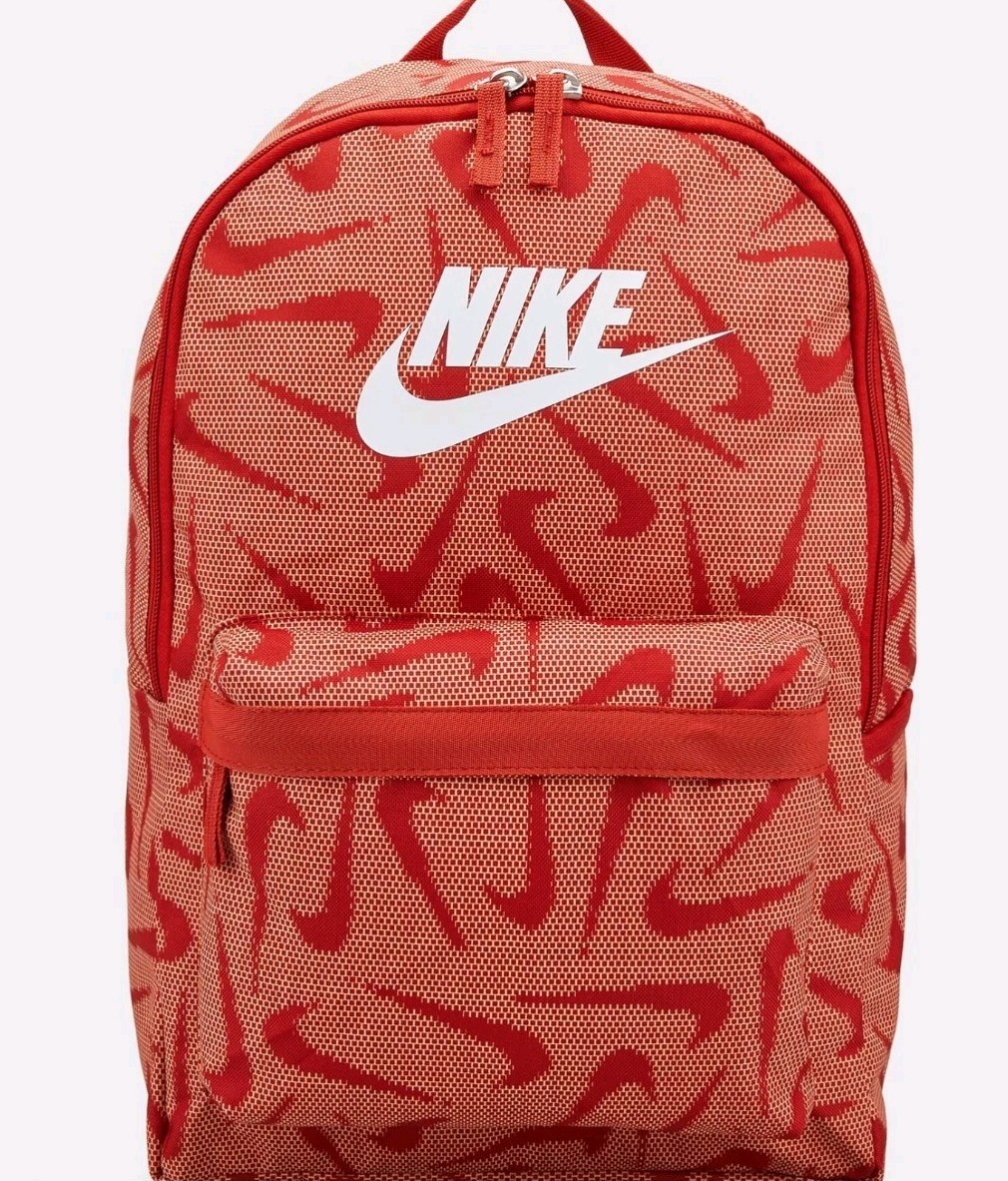 Nike Heritage 25L Orange Backpack with Swoosh Logo for School and Laptop-image