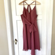 Azazie Chiffon Knee Length Dress Size 12 Formal Bridesmaid Prom Evening Party