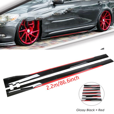 Glossy Black Look 86.6'' Side Skirt Extension Spoiler Splitter For Dodge Challeng