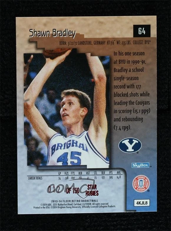 2013-14 Fleer Retro 1996-97 Skybox Premium Star Rubies /150 Shawn Bradley #64 - Image 2 of 2