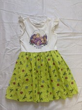 Disney Princess Girls Dress 6/6x White Green "Princess Vibes" Bow Back