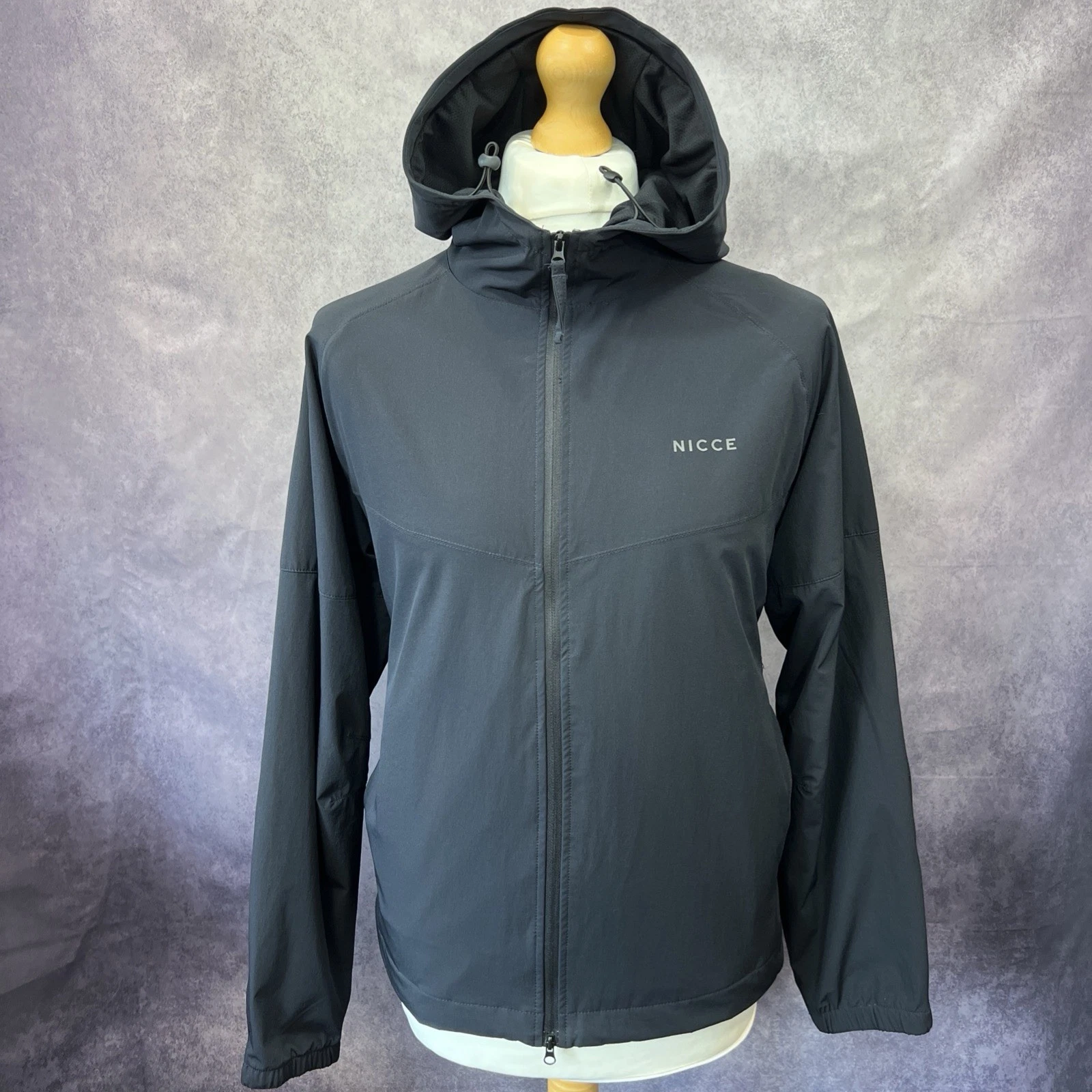 Nicce London Men’s Black Windbreaker Tech Jacket – Size Large