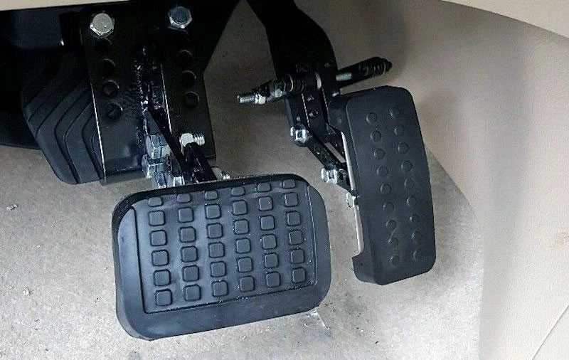 Some gas and brake pedal extenders can be moved from vehicle to vehicle.