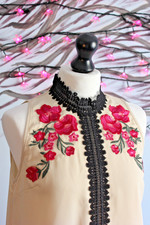 BNWT Little Mistress Embroidery Rose Lace Romantic Unique Coquette Dress size 10