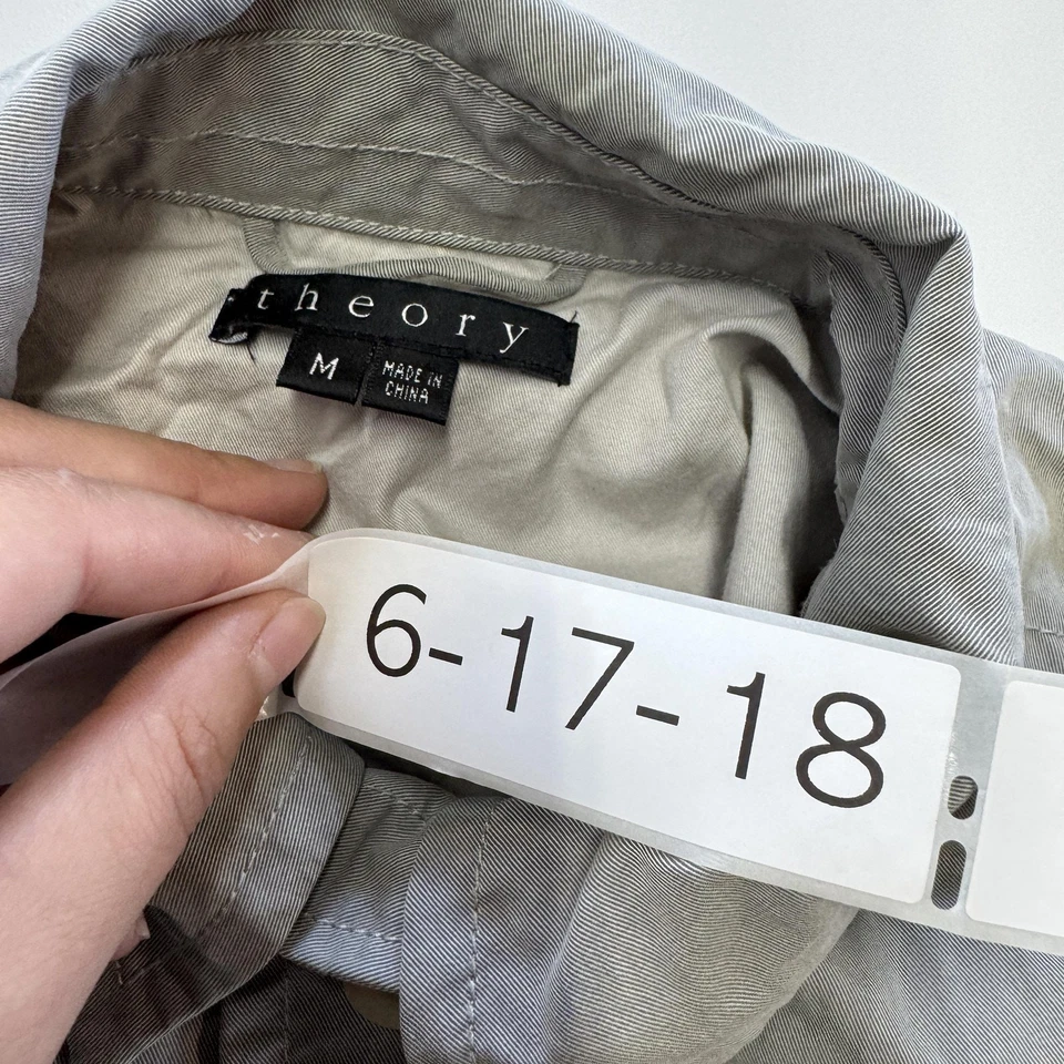 Abrigo Theory Para Hombre Gris Medio Perkin Mac Abrigo de Coche Algodón Nylon Forrado Ventilación Única Foto 3 de 4