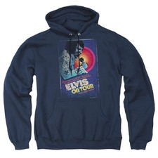 Elvis Presley On Tour Poster Mens Hoodie Navy Officially Licensed