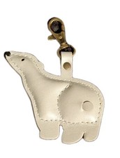 New Portland Leather Goods Arctic Pearl POLAR BEAR Keychain Purse Tassel Flair