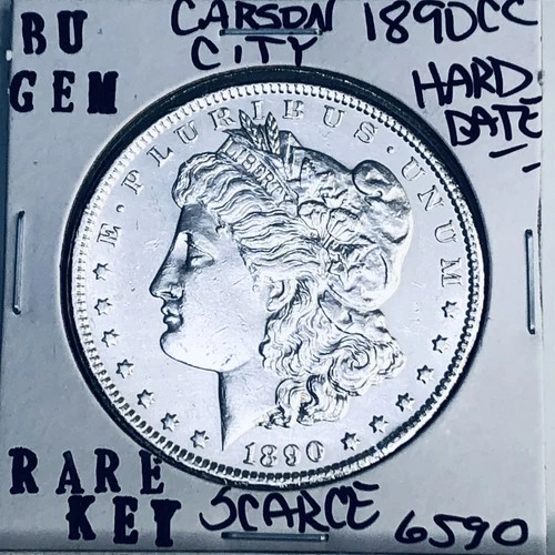 1890 CC BU GEM MORGAN SILVER DOLLAR UNC MS+++ U.S. MINT RARE KEY COIN 6590