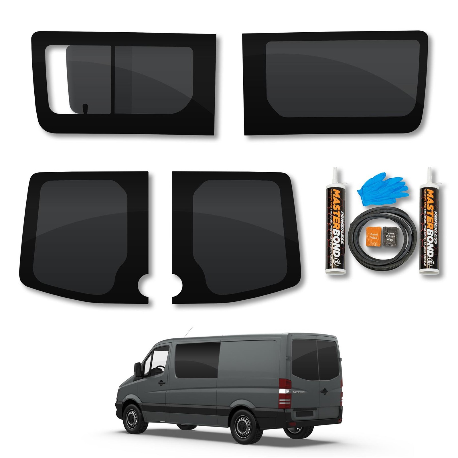 Mercedes Sprinter 2006-2018 Left Side Opening Right Side Fixed Rear Windows Kit