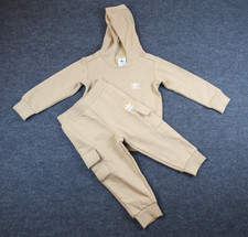 Adidas Toddler Tracksuit Set Hoodie Joggers Tan Brown Trefoil Logo 3T NWT