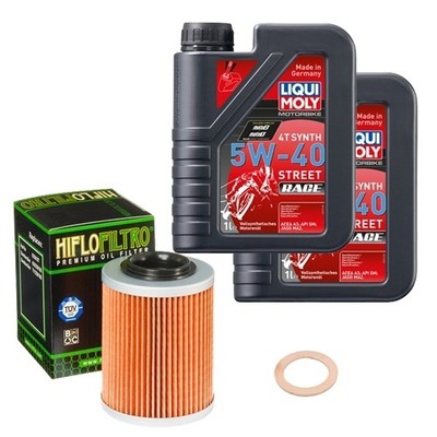 HiFlo Ölfilter Set LIQUI MOLY 5W-40 Race 2L für CAN-AM Outlander 1000 Bj.2012