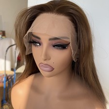 Frontal Lace Wigs Synthetic Hair Beginner Friendly Long Wavy Brown Free Part