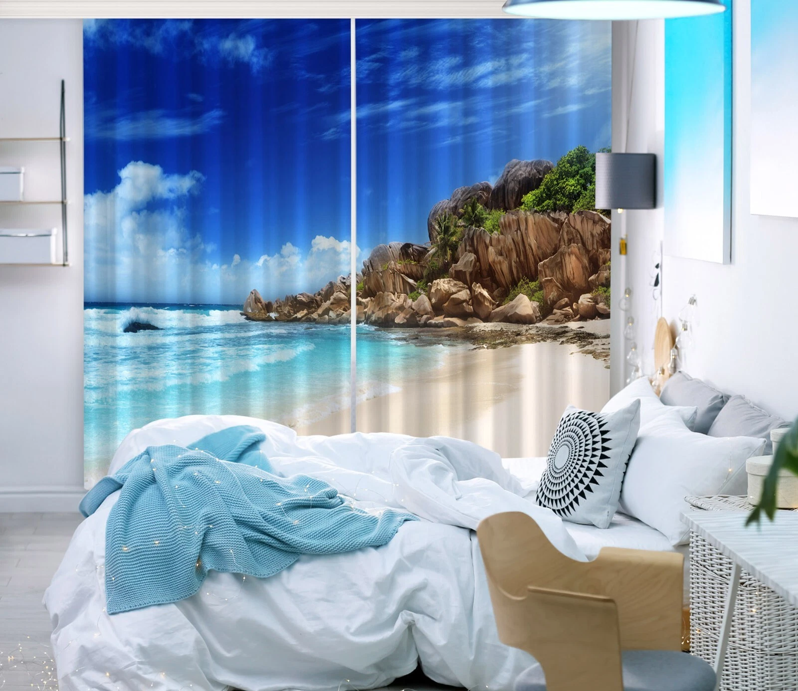 3D Coastal Stone ZHUC306 Photo Curtain Window Blockout Fabric Vera 2023