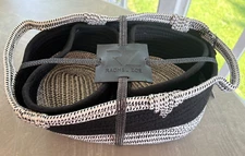 Rachel Zoe Set of 3 Cotton Rope Woven Baskets Black & White Nesting Baskets, NEW