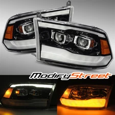 AlphaRex 13-18 Ram (Stock Projector) Base Model Projector Headlights Jet Black