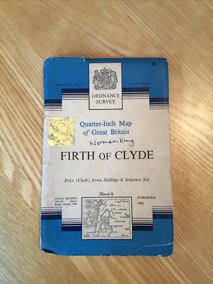 1962 Ordnance Survey Quarter Inch Fifth Series Cloth Map 6 Firth Of Clyde