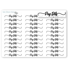 Pay Bills script black Planner Stickers Mini appointment celebration ToDo to ...