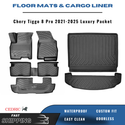 Car Floor  Mats Cargo Liner for Chery Tiggo 8 Pro 2021-2025 Luxury Packet 3D Set