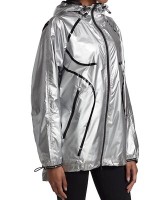 Adidas By Stella McCartney TRUEPACE METALLIC HODDED JACKET Silver Metallic/Black