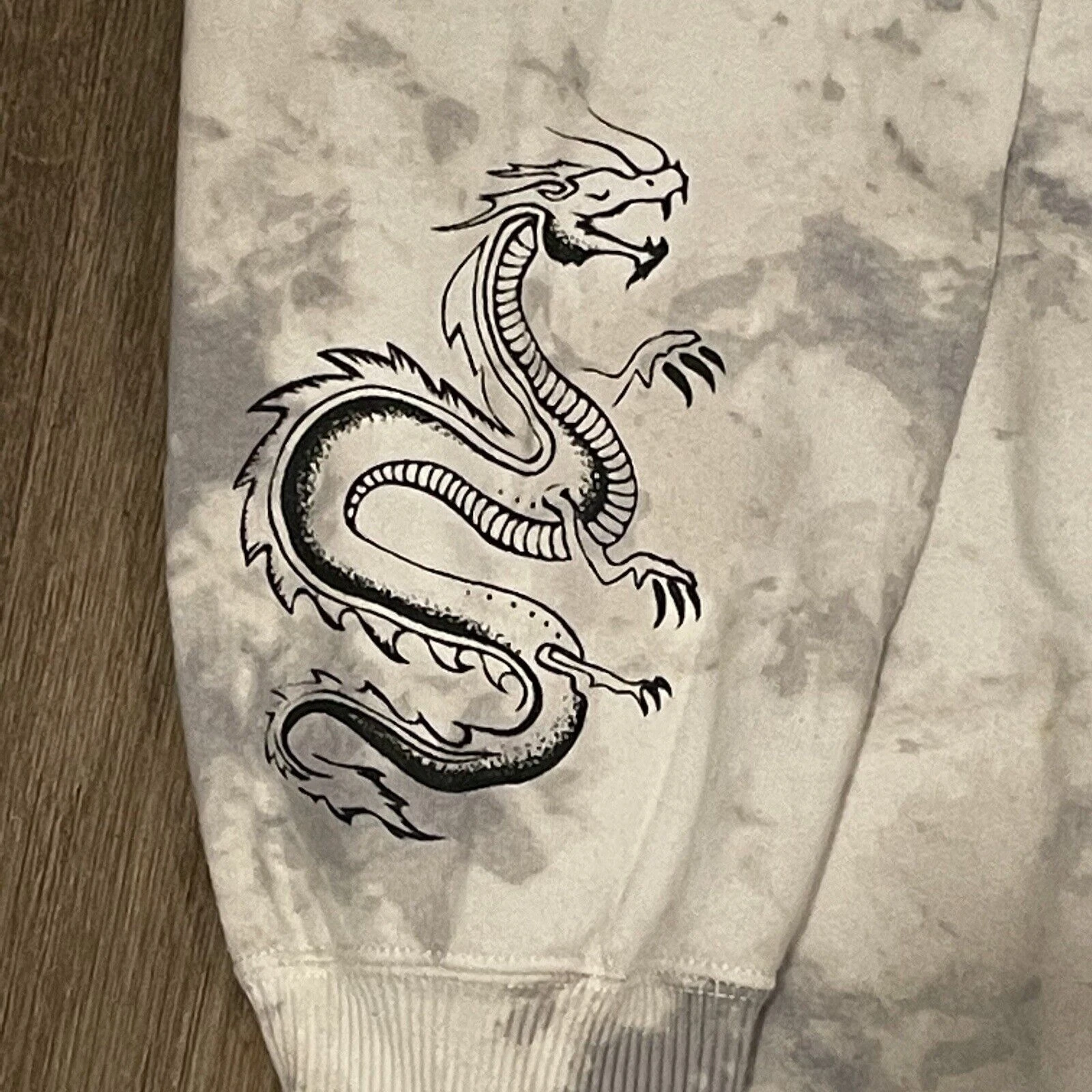 OFF WHITE Felpa Hollister Collab taglia M grigia panna tie dye girocollo drago limitata