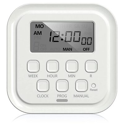 HBN 7 Day Indoor Heavy Duty Digital Timer Dual Outlet On/Off Programs 3-Prong