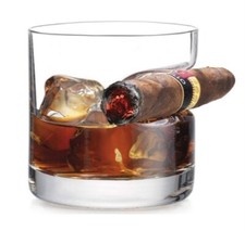 Godinger Cigar Whiskey Glass - Old Fashioned Glasses with Indented Cigar Rest
