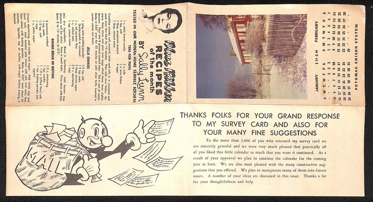 Potomac Edison Power Reddy Kilowatt 1948 "Reddy Mail Carrier" Calendar  Scarce | eBay