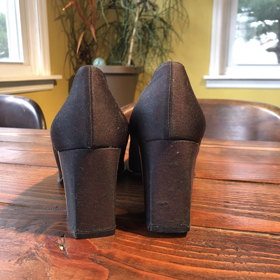 Женские винтажные туфли Fendi размер 8 черные голы сделано в Италии подлинный - Изображение 3 из 4