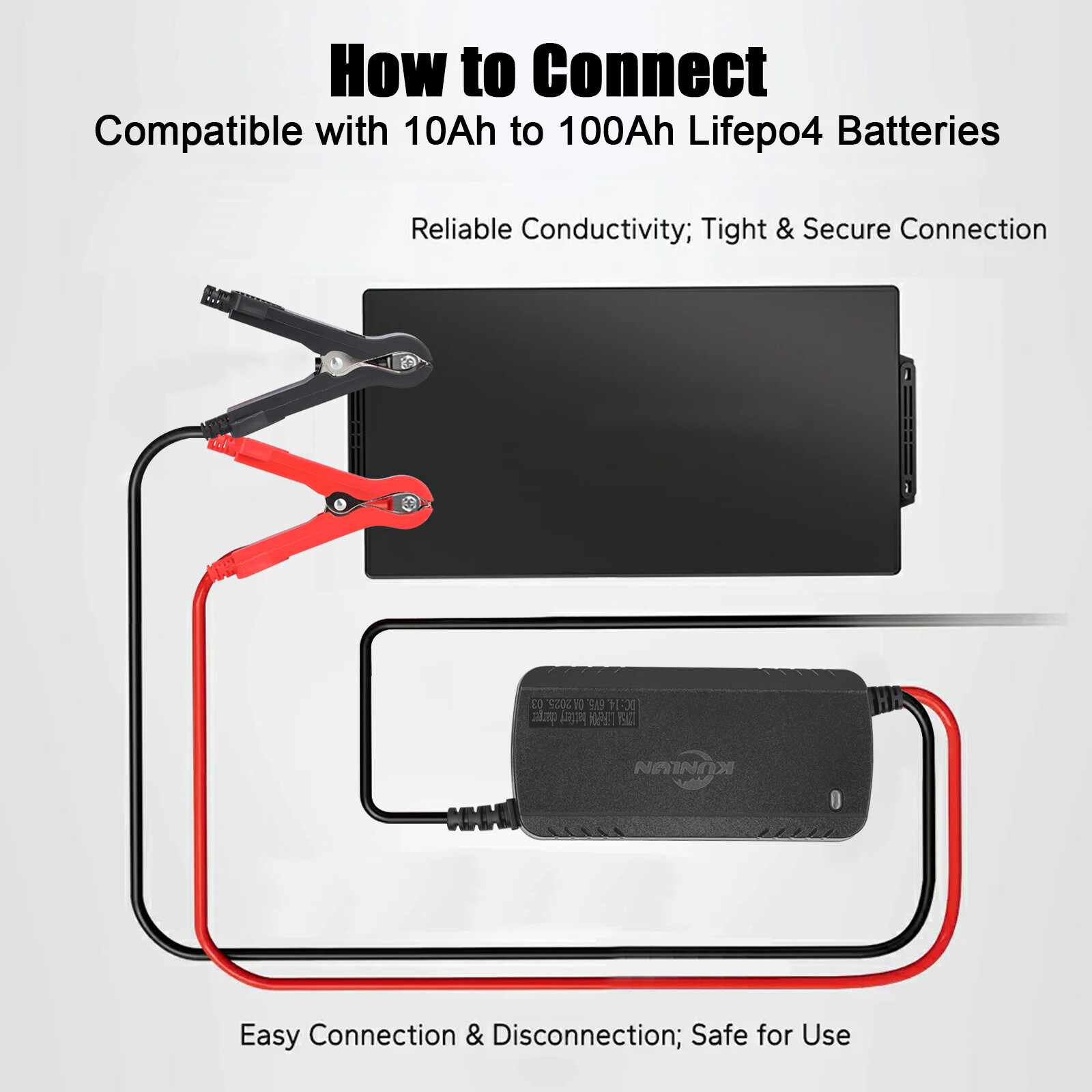 12V 5A Smart Fast Charger for Lithium Iron Phosphate (LiFePO4) Battery 14.6V NEW