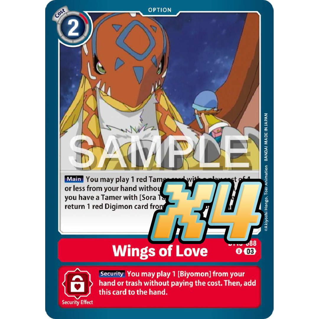 4x Wings of Love BT15-088 Exceed Apocalypse Uncommon Digimon CCG
