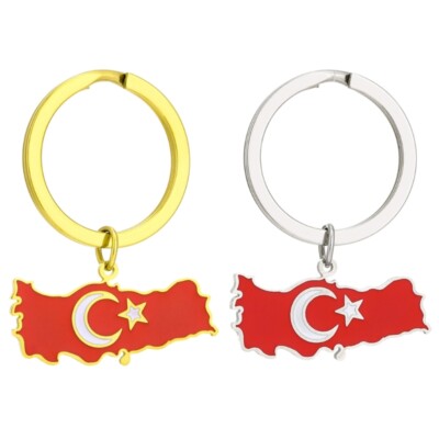 Stainless Steel Turkey Map Keychain Turkish Keyrings Bag Ornaments