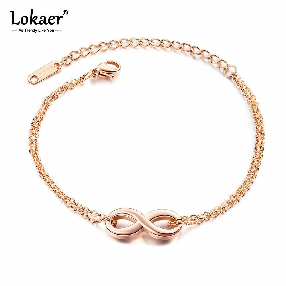 Women Infinity Charm Bracelet Chain Link Bangle Gift Bracelets Stainless  Steel