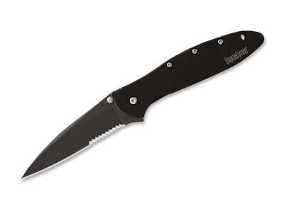 Kershaw Leek Black Serrated Taschenmesser Wellenschliff 14C28N Schwarz 1660CKTST