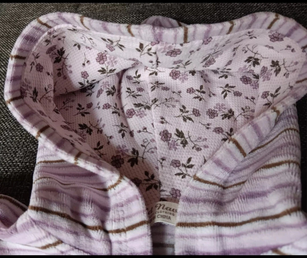 VETEMENTS giacca 12 a 18 mesi bambina vecchia navy zip cappuccio viola stiped microfibra bambino