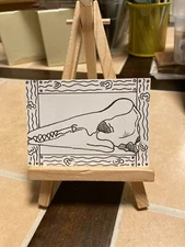 ACEO Original Mixed Media Painting Art Card ATC Skull Chelle #144