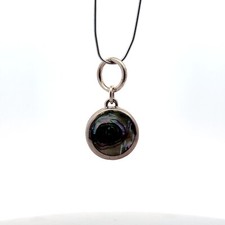 Sterling Silver Mexican Circle Natural Abalone 1.25" Pendant