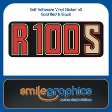 BMW R100S Battery Cover Side Panel Stickers Decals Black Red Gold