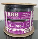Rg6 Coaxial Cable 500Ft 18Awg Dual Shield Outdoor 3Ghz Satellite Tv Cm/Cl2 Black