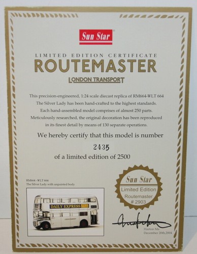 SunStar 1/24 Scale 2903 Routemaster Bus Daily Express RM664 WLT 664 Silver Lady - Imagen 2 de 6