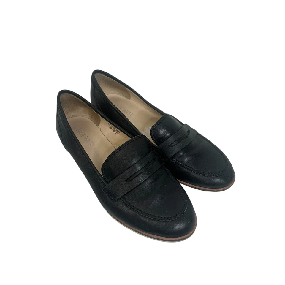 Nine West Black Leather Slip On Dress Shoe Loafer 6.5  - Image 2 of 4