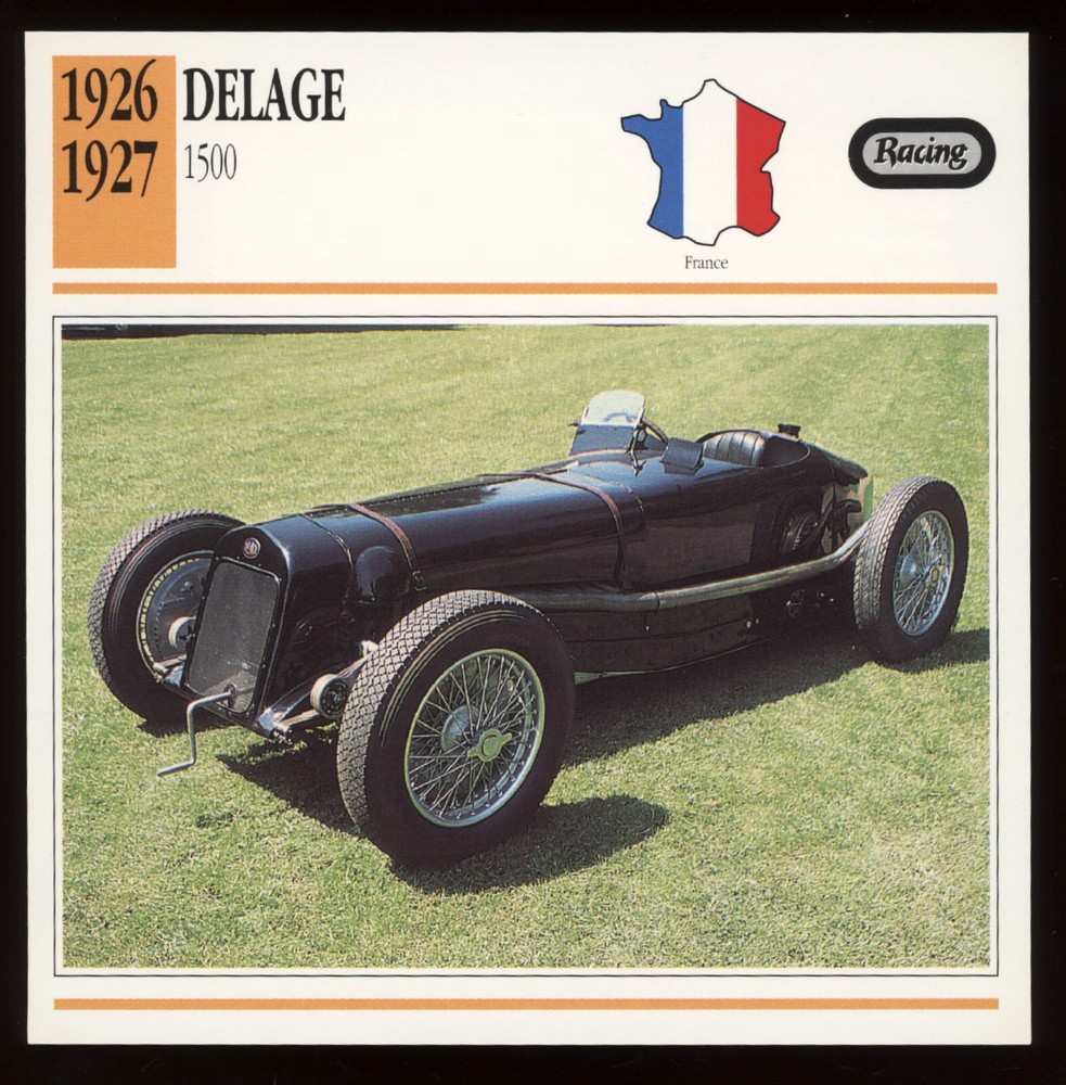 1926 1927  Delage  1500  Racing  Classic Cars Card