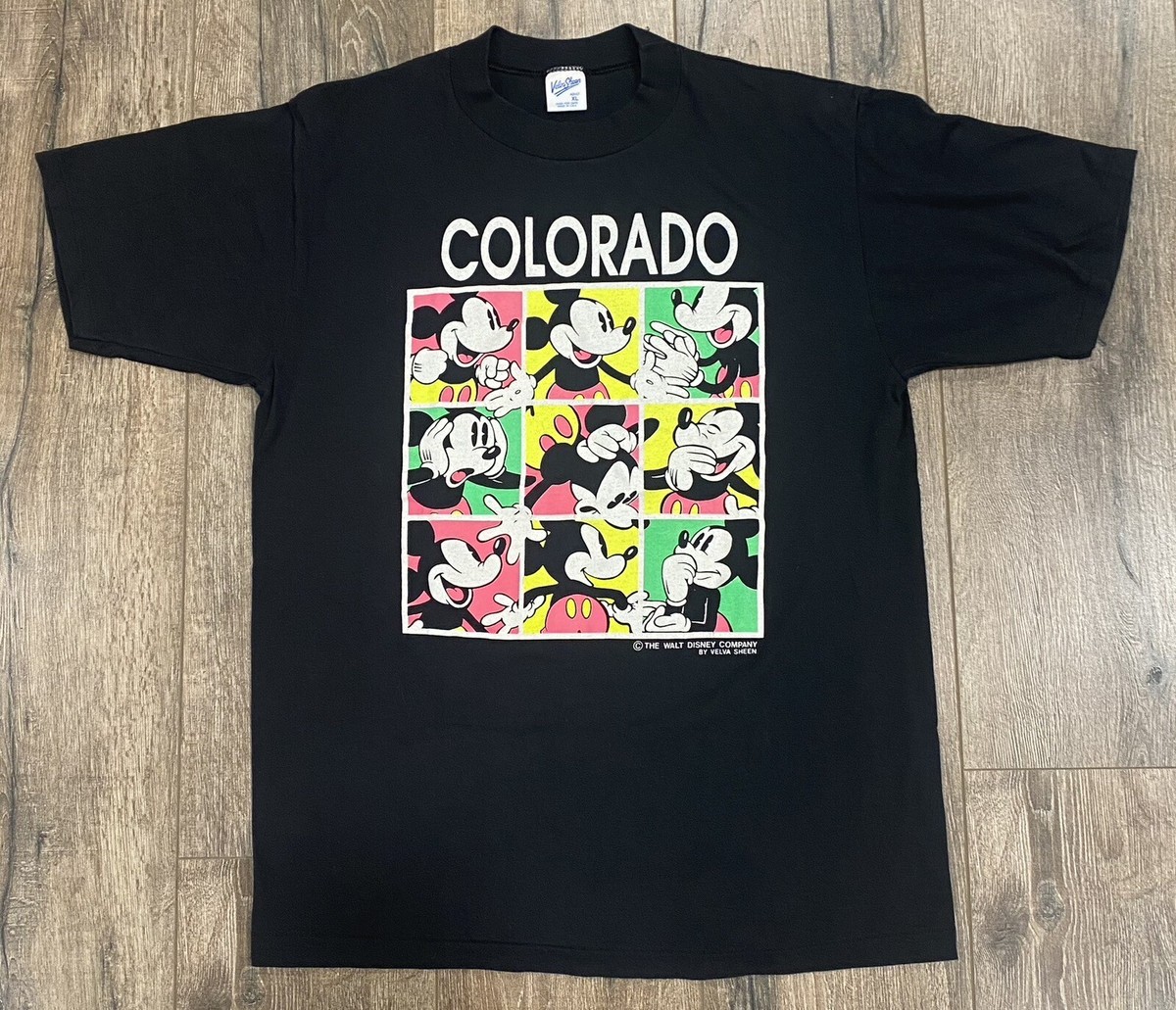 【レア】VELVA SHEEN MICKEY T-SHIRT 80s USA製 Vintage New 80s Velva Sheen Disney Neon Mickey Mouse Florida