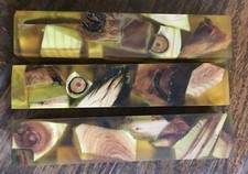 3 Pen Blanks Hybrid Pine Knots Epoxy Translucent Yellow